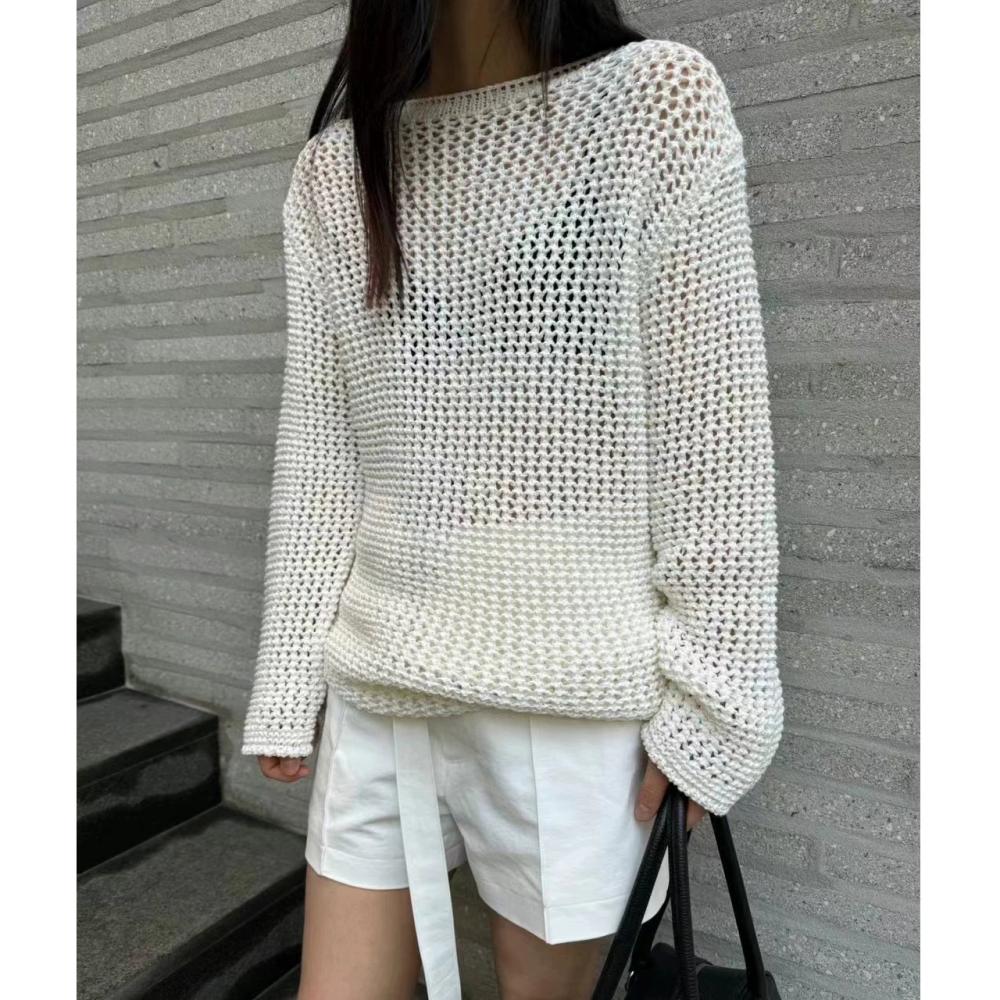 Stickat |  Dam Crochet Knitted Long Sleeve Top Dam Dam