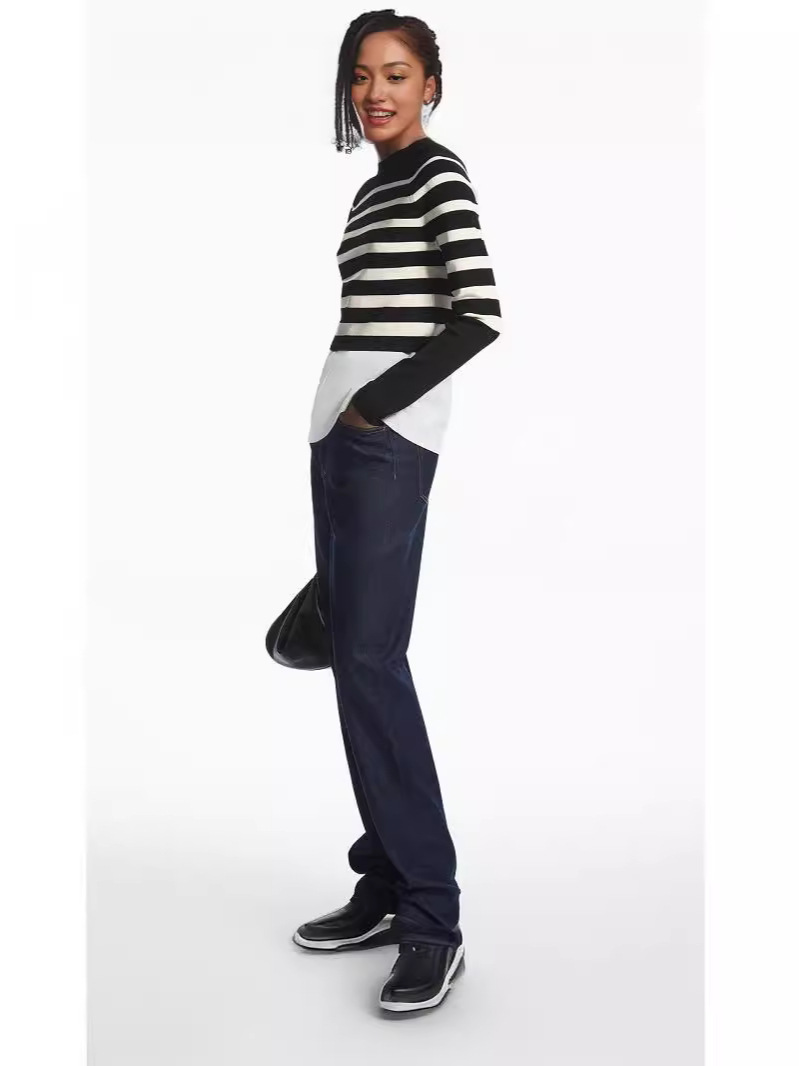 Stickat |  Dam Striped O-Neck Knitted Sweater Dam Dam